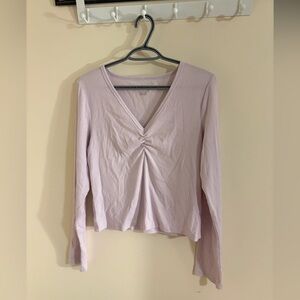 American Eagle long sleeved lavender crop tee size XL